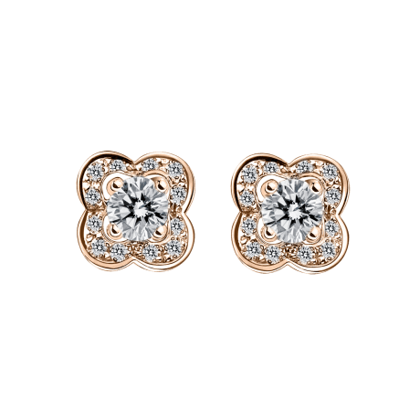 Chance of Love Earrings , pink gold and diamonds