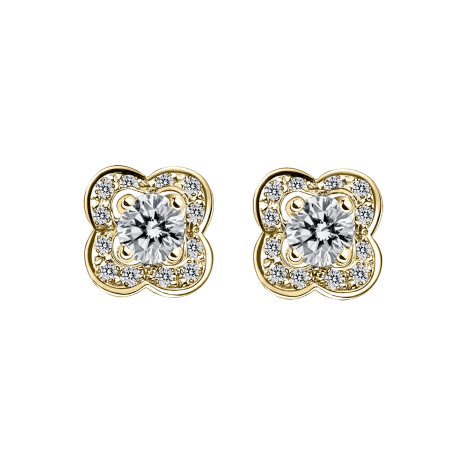 Chance of Love Earrings , yellow gold and diamonds