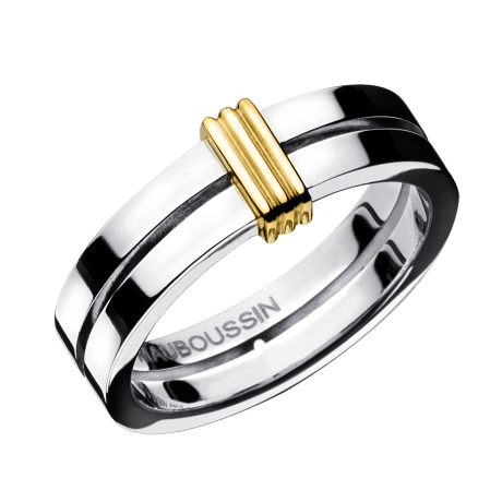 wedding band Subtile Eternité, white gold, link in yellow gold