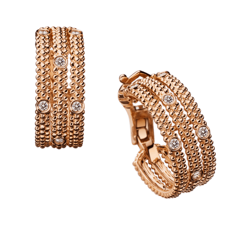 Le Premier Jour Earrings , pink gold and diamonds