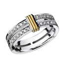 wedding band Subtile Eternité, white gold, link in yellow gold, diamonds