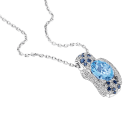 Pendentif Eternité Elégance, or blanc, Aigue-marine, diamants et saphirs