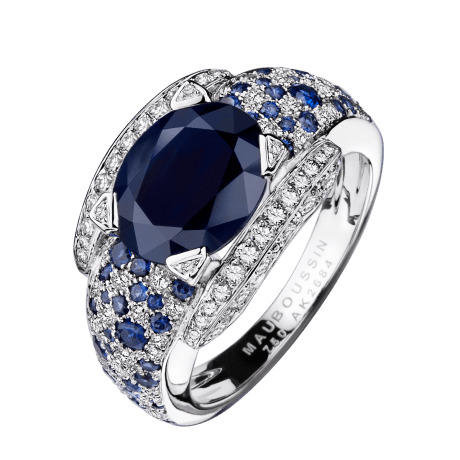 Eternité Elégance Ring, white gold, Sapphires and diamonds