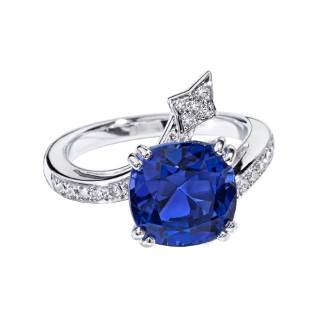 Bague Eternité Marine, or blanc, tanzanite et diamants