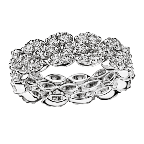 Je le Veux Ring, white gold, 3 rows of diamonds