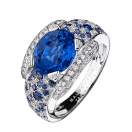 Ring Eternity Elegance, white gold, Sapphire of Madagascar, diamonds