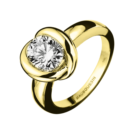 Ring yellow Swan, white gold, diamond