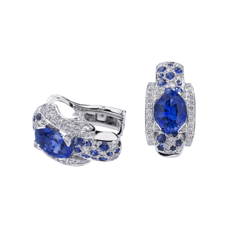 Eternité Elégance Earrings , white gold, sapphire and diamonds