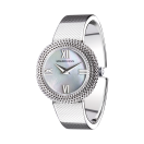'L'heure du Premier Jour", stainless steel watch, mother-of-pearl dial, quartz movement 