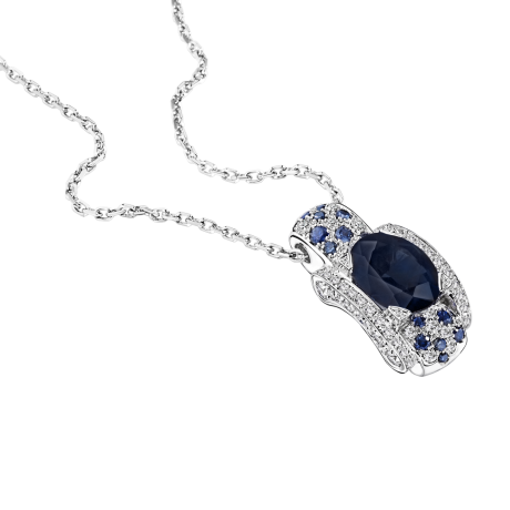 Pendentif Eternité Elégance,or blanc, saphirs et diamants