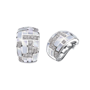 Boucles d'oreilles la vertu, or blanc, diamants, nacre blanche