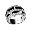 Bague le vice, or blanc, pavage diamants, laque noir 