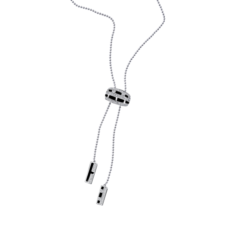 collier le vice, or blanc, pavage diamants, laque noir.