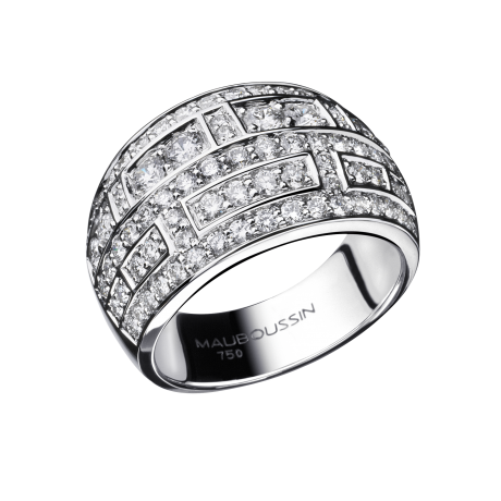 Bague le vice et la vertu, or blanc, full pavage diamants 