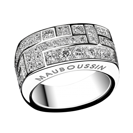 Bague belle d'amour or blanc, full pavage diamants  