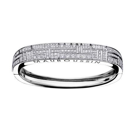 Bracelet belle d'amour or blanc, full pavage diamants  