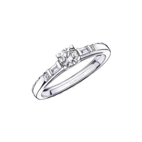 Solitaire La Courtisane, or blanc et diamant central 0,30cts