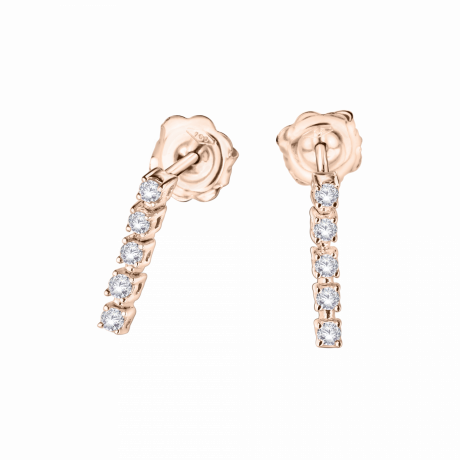 Boucles d'oreilles Trois Grains d'Amour or rose, diamants