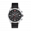 MONTRE UN HOMME UNE VIE      CADRAN NOIR, BRACELET CUIR