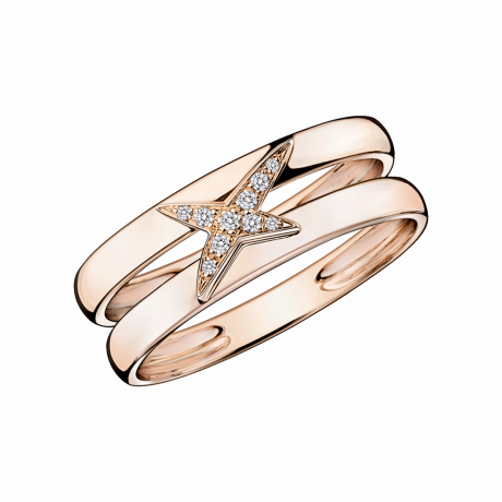 BAGUE ETOILEMENT DIVINE   OR ROSE, DIAMANTS