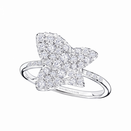 BAGUE TU ES LA SUBLIME FLEUR DE MA VIE   OR BLANC, DIAMANTS