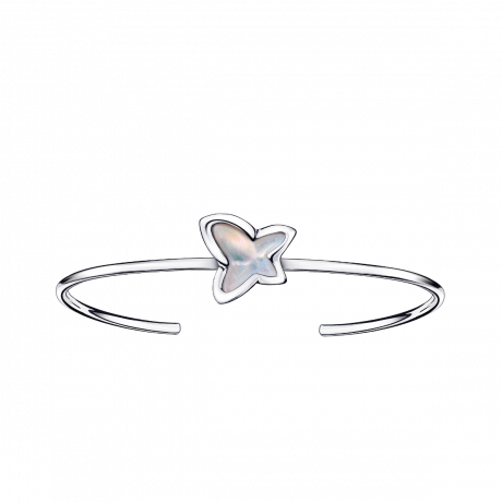 BRACELET JONC TU ES LA SUBLIME FLEUR DE MA VIE    OR BLANC, NACRE