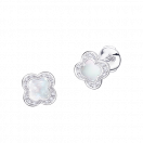 BOUCLES D'OREILLES TRÊFLE DE TOI      OR BLANC, NACRE, DIAMANTS