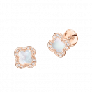 BOUCLES D'OREILLES TRÊFLE DE TOI         OR ROSE, NACRE, DIAMANTS