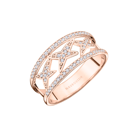 BAGUE A JAMAIS MON ETOILE n°1     OR ROSE, DIAMANTS