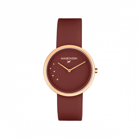 MONTRE CARAMEL CAFÉ, RONDE   Acier et silicone 