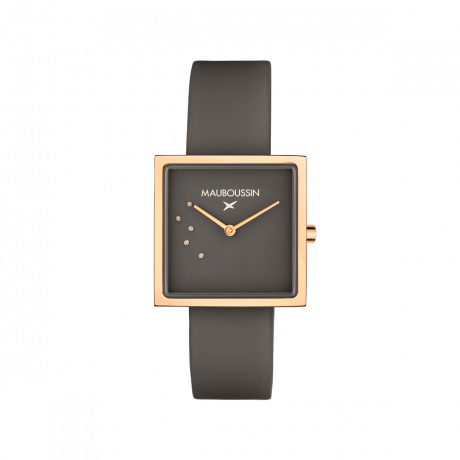 MONTRE CARAMEL CAFÉ, RONDE   Acier et silicone 