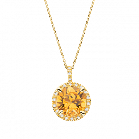 PENDENTIF SOLEIL D'ÉTÉ Or jaune, citrine et diamants