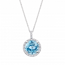 PENDENTIF SOLEIL D'ÉTÉ Or blanc et topaze bleue