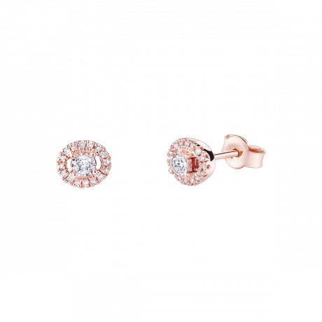 Boucles d'oreilles Vie, Liberté & Amour    Or rose, diamants