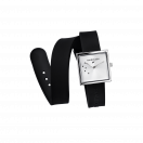 Montre L'Heure Vraie, carrée  Acier, silicone et diamants