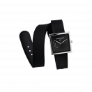 Montre L'Heure Vraie, carré noir  Acier, silicone et diamants