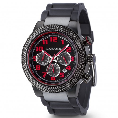 Montre-First_day_watch-rouge_et_noire-bracelet_visible-caoutchouc-500ko